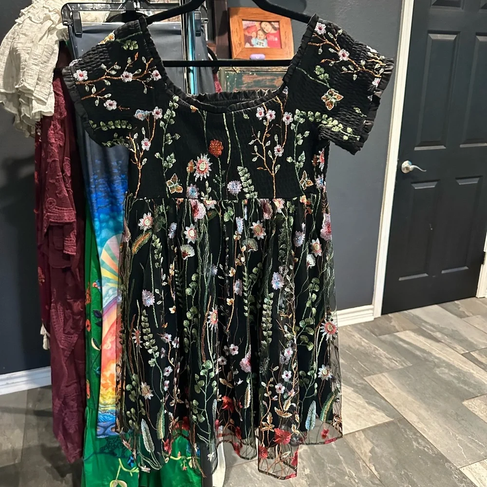 Torrid Black Floral Off-Shoulder mini Dress embroidered sheer size 1x 14 16 - Picture 11 of 11
